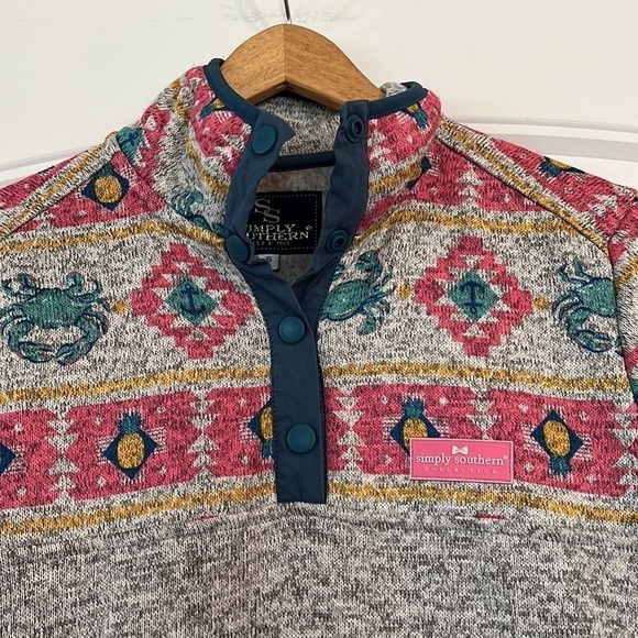 Simply Southern aztec crab 1/4 snap pullover better sweater Small - Picture 2 of 5